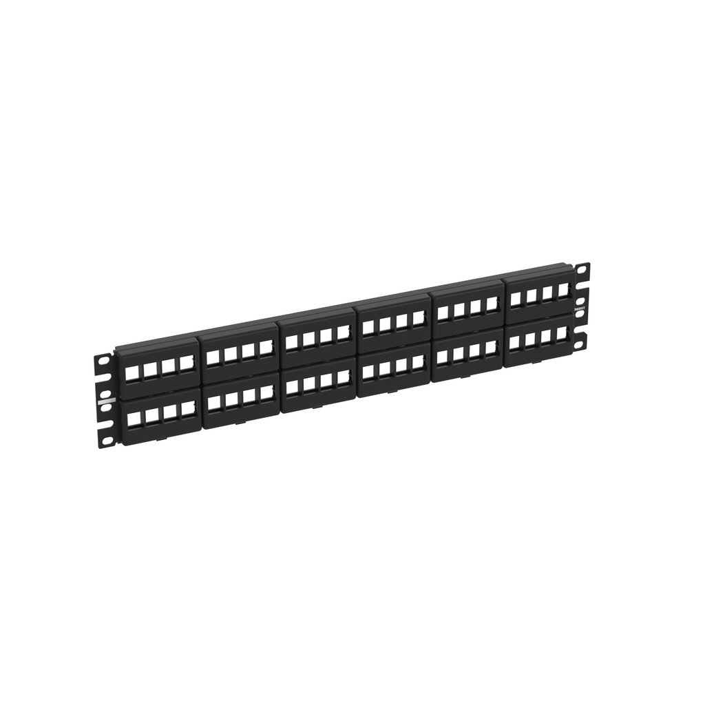 Patch Panel Modular NetKey®, 48 puertos, 1 RU, Negro