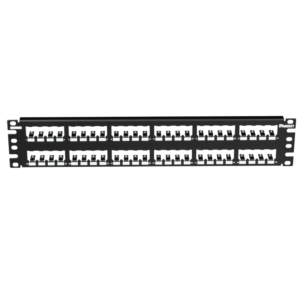 Patch panel modular recto blindado 2RU de 48 ptos Mini-Com